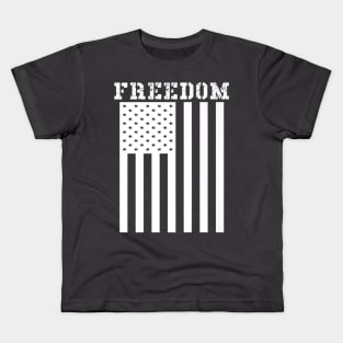 Freedom American Flag Graphic Patriotic Usa Pride Kids T-Shirt